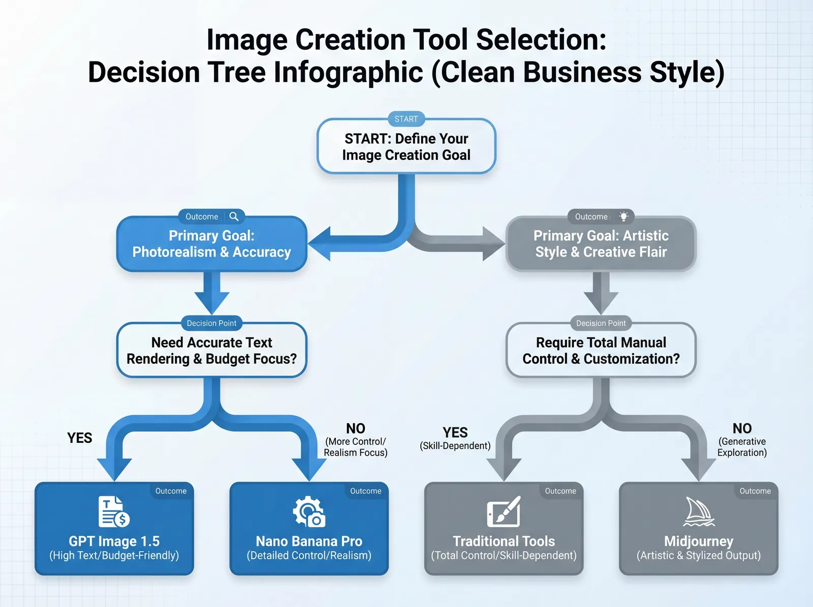 Arbre de décision pour choisir parmi les outils d'IA d'image