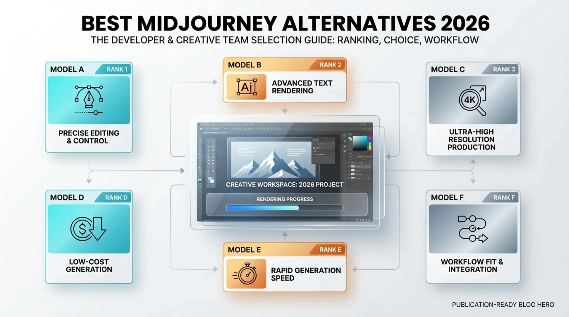 Comparación clasificada de alternativas a Midjourney en precisión de edición, costo, velocidad y flujos de producción.
