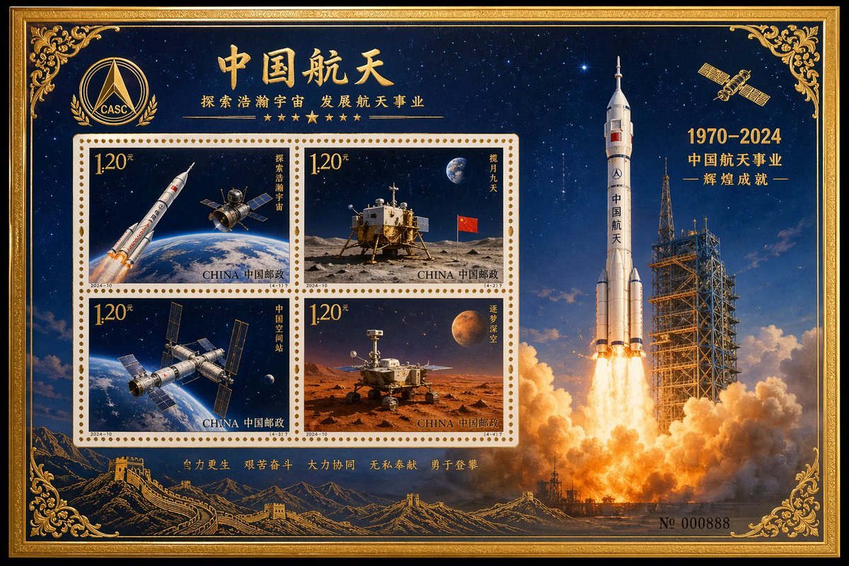 GPT Image 2 China aerospace commemorative stamp sheet sample