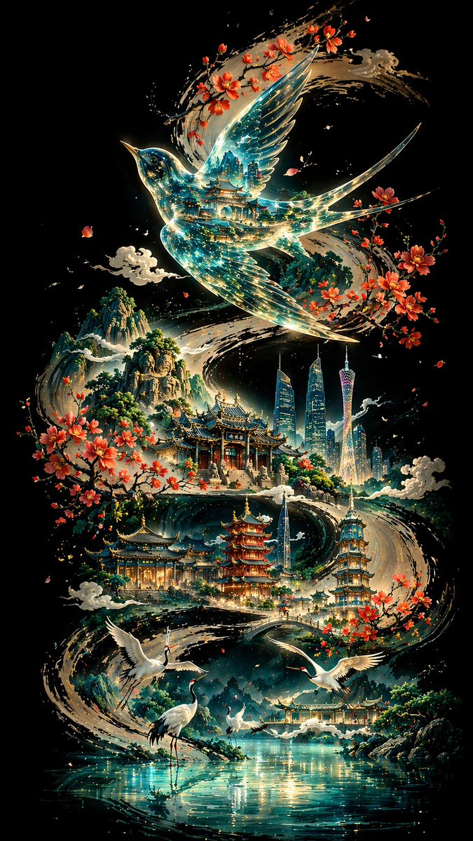 GPT Image 2 ink-curve Guangzhou aesthetics poster sample