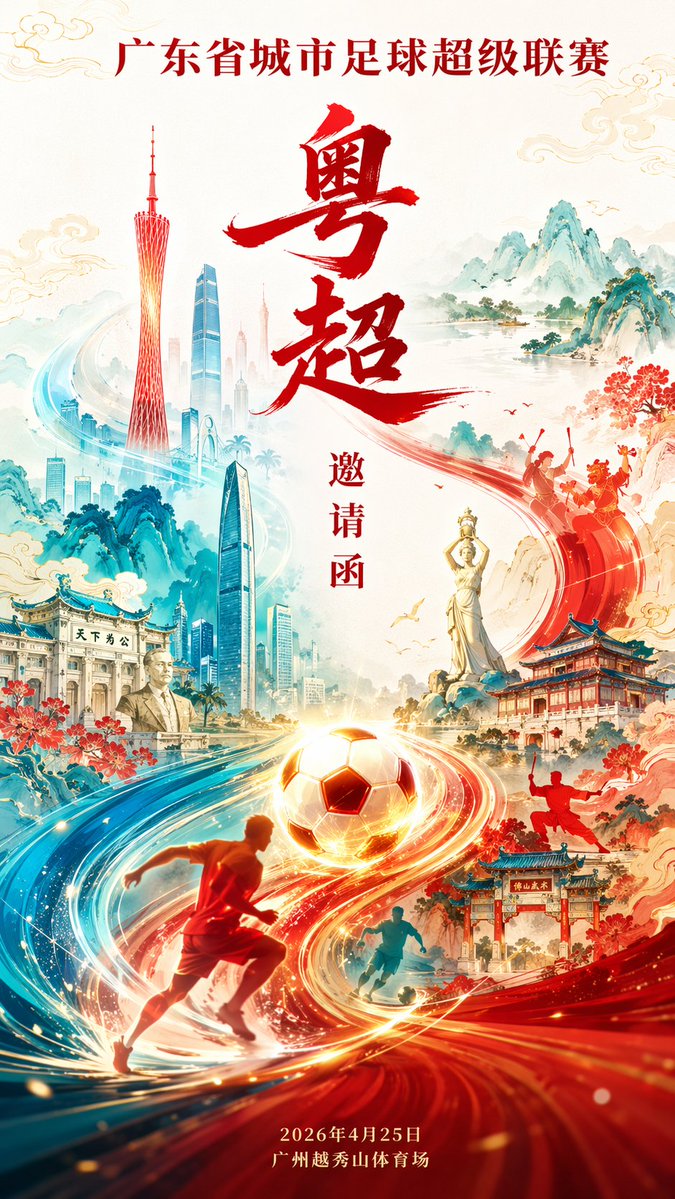 GPT Image 2 Guangdong Super League invitation poster sample