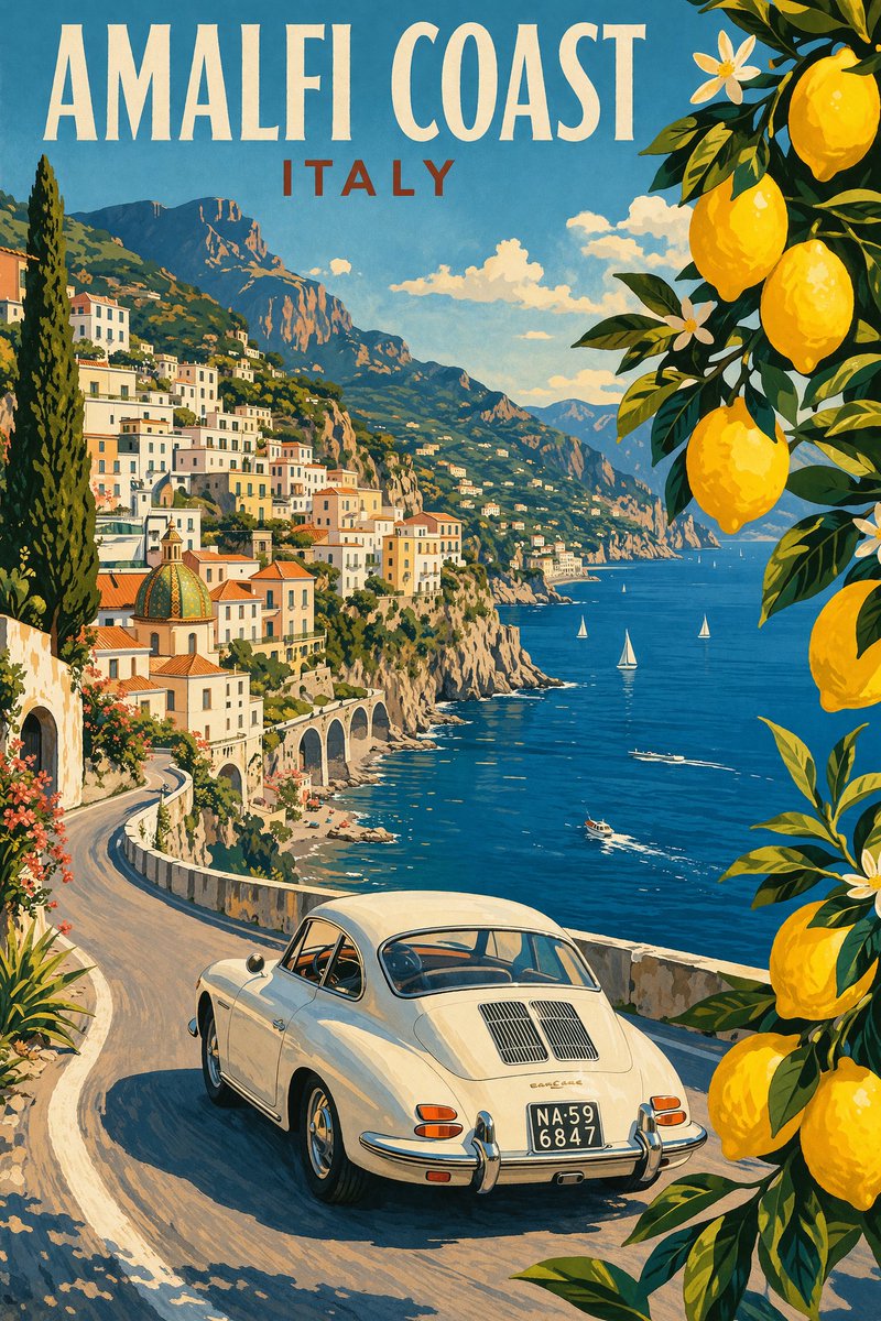 GPT Image 2 vintage Amalfi travel poster sample