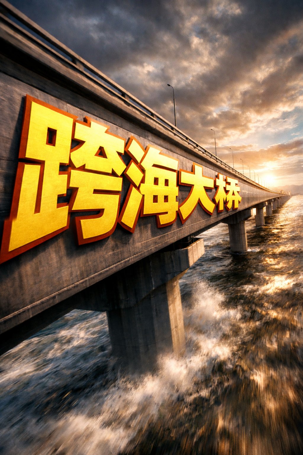 GPT Image 2 extreme perspective typography bridge sample