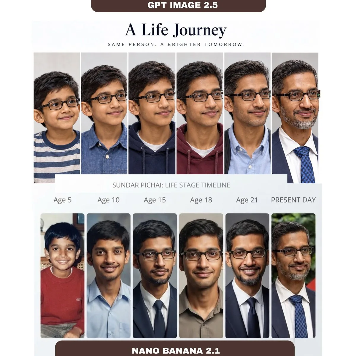 One person across an age timeline
