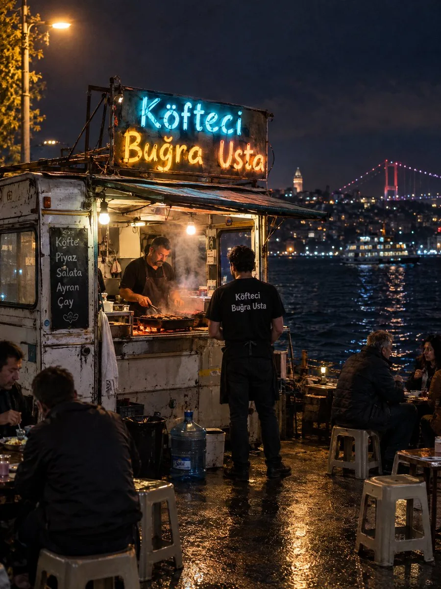 Istanbul waterfront food stall · 2