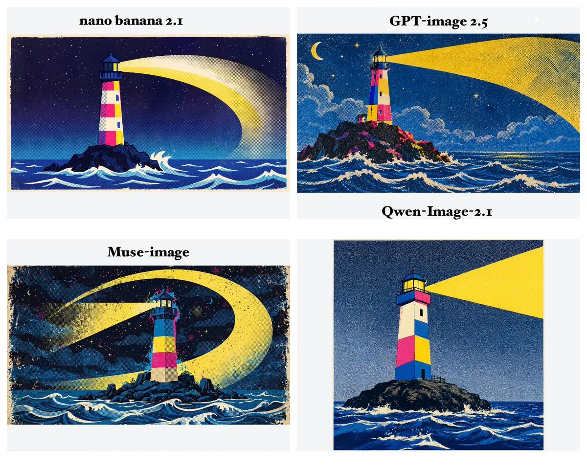 Vintage screen-printed lighthouse