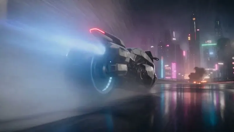 Mecha Motorcycle Rain Chase video workflow example, not verified as Seedance 2.5 API output