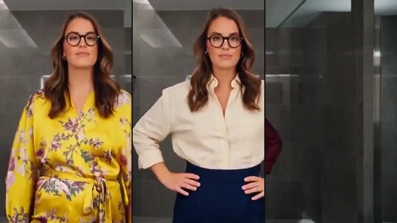 Office Washroom Fashion Transformation video workflow example, not verified as Seedance 2.5 API output