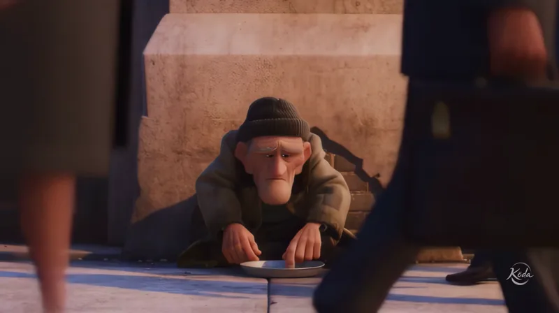 Stylized 3D Beggar and Crow Short video workflow example, not verified as Seedance 2.5 API output